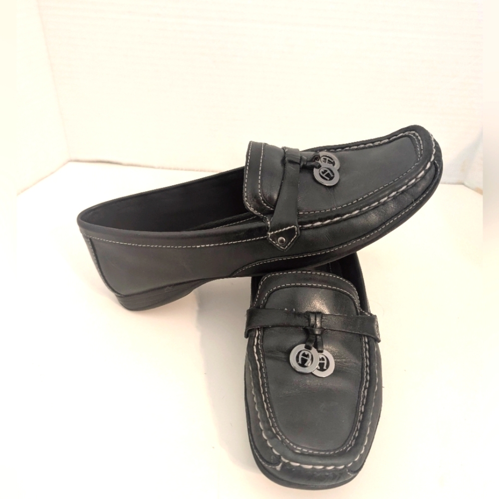 Etienne Aigner Black Leather Women's‎ Slip-On Loafers Size 7.5